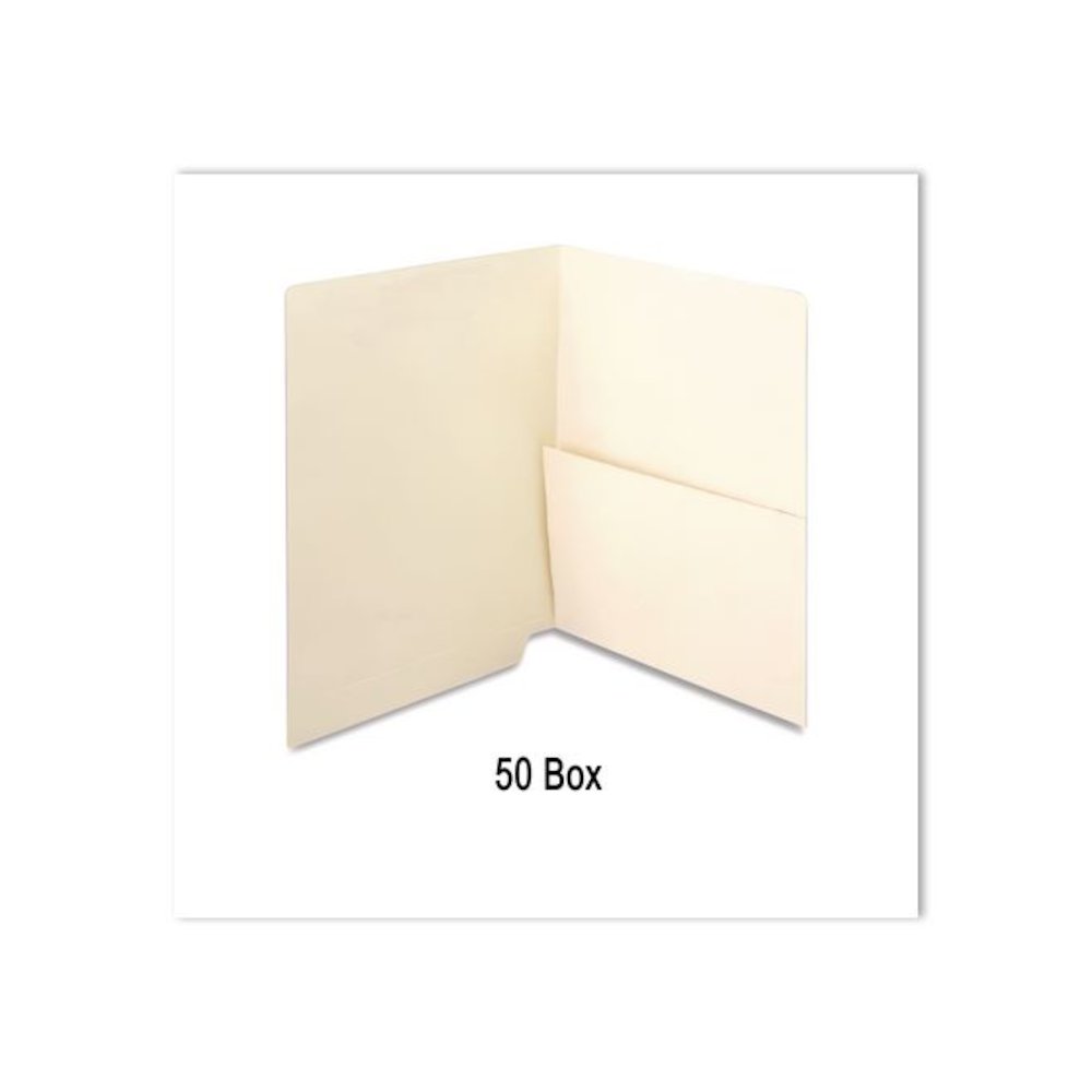 Manila End Tab Pocket Folder, Right Pocket, Straight Tabs, Letter Size, Manila, 50/Box. Picture 4