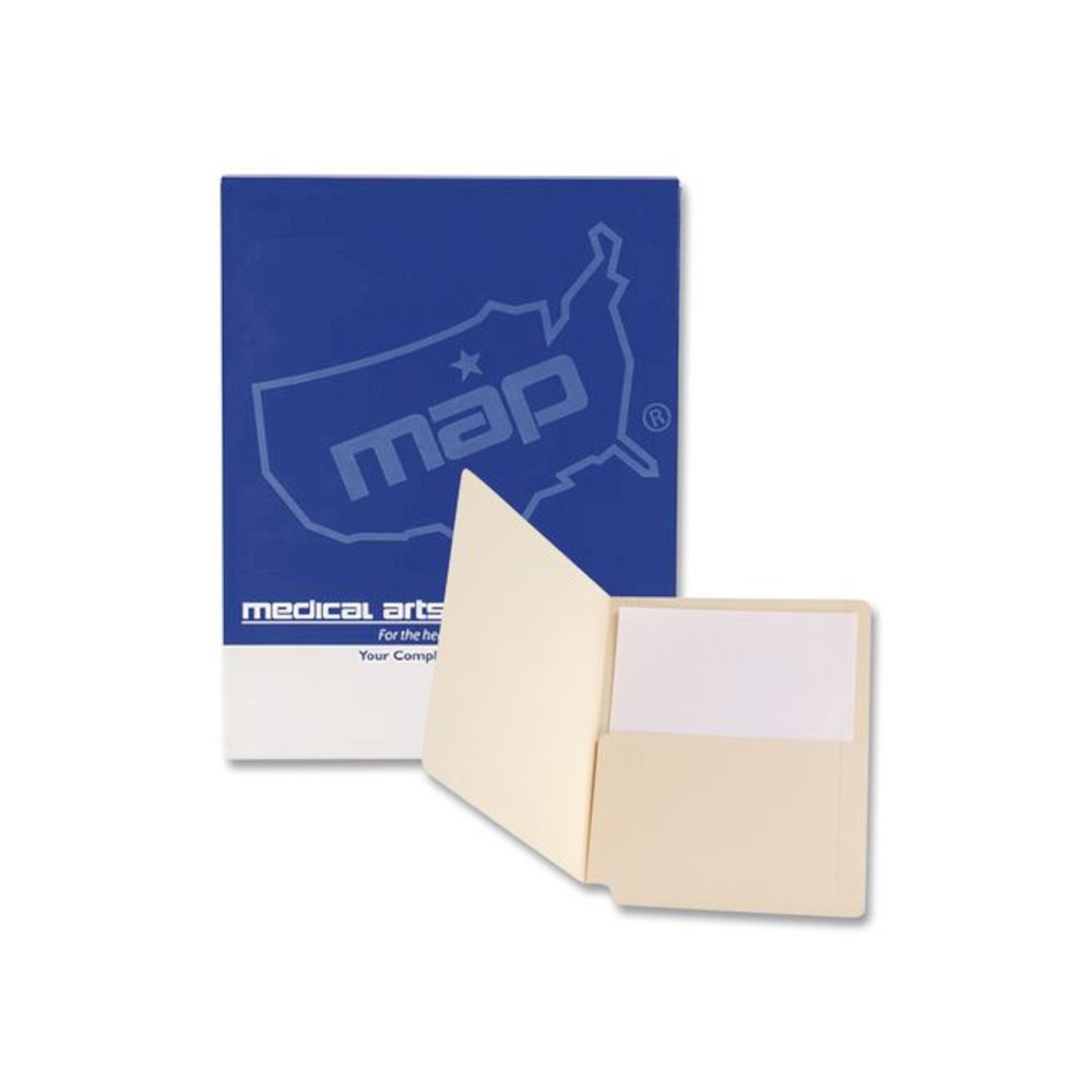 Manila End Tab Pocket Folder, Right Pocket, Straight Tabs, Letter Size, Manila, 50/Box. Picture 1