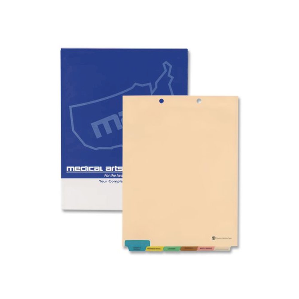 6-Tab Medical Chart Indexes, Bottom Tab, Assorted Medical, Manila, 65/Box. Picture 1