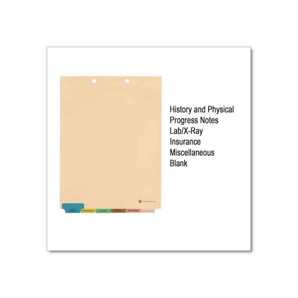 6-Tab Medical Chart Indexes, Bottom Tab, Assorted Medical, Manila, 65/Box. Picture 4