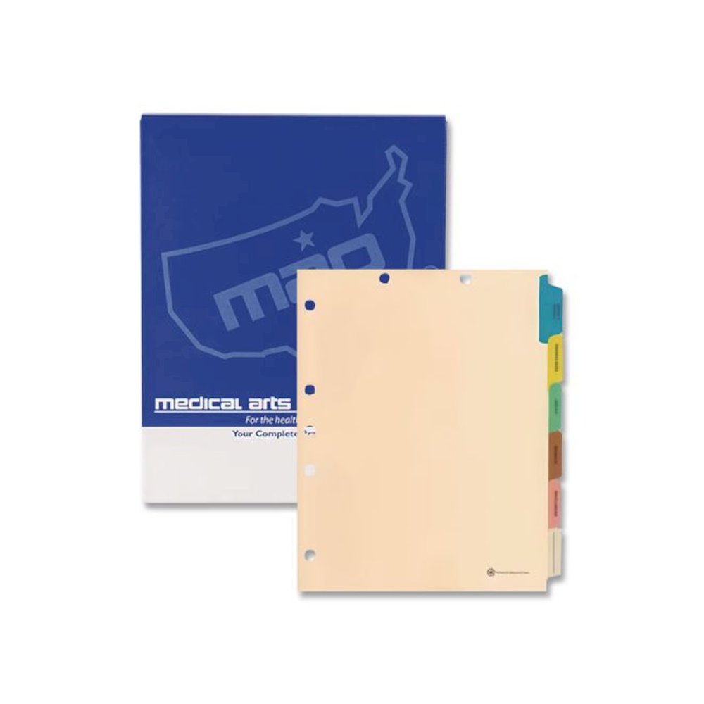 6-Tab Medical Chart Indexes, Side Tab, Assorted Medical, Manila, 65/Box. Picture 1