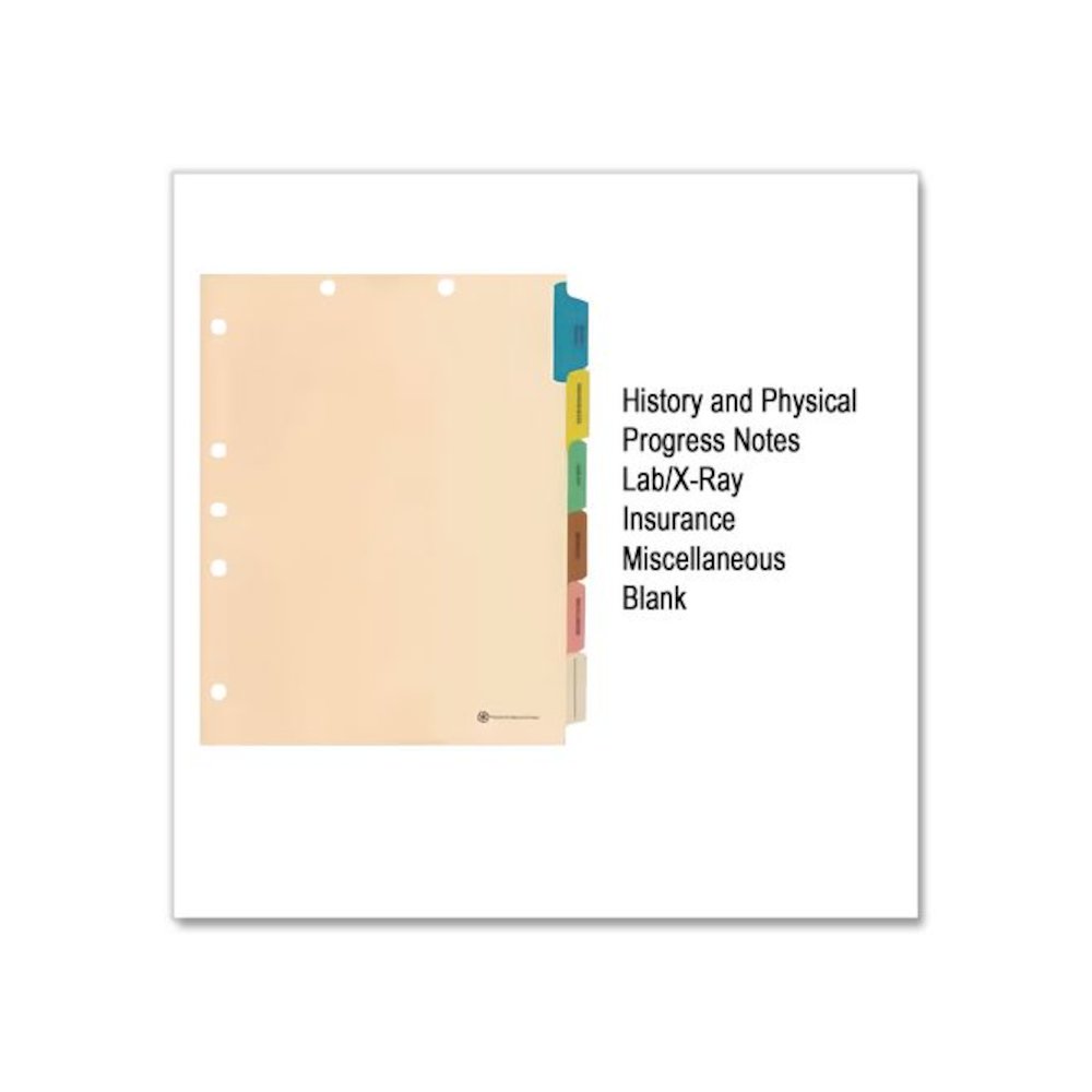 6-Tab Medical Chart Indexes, Side Tab, Assorted Medical, Manila, 65/Box. Picture 4