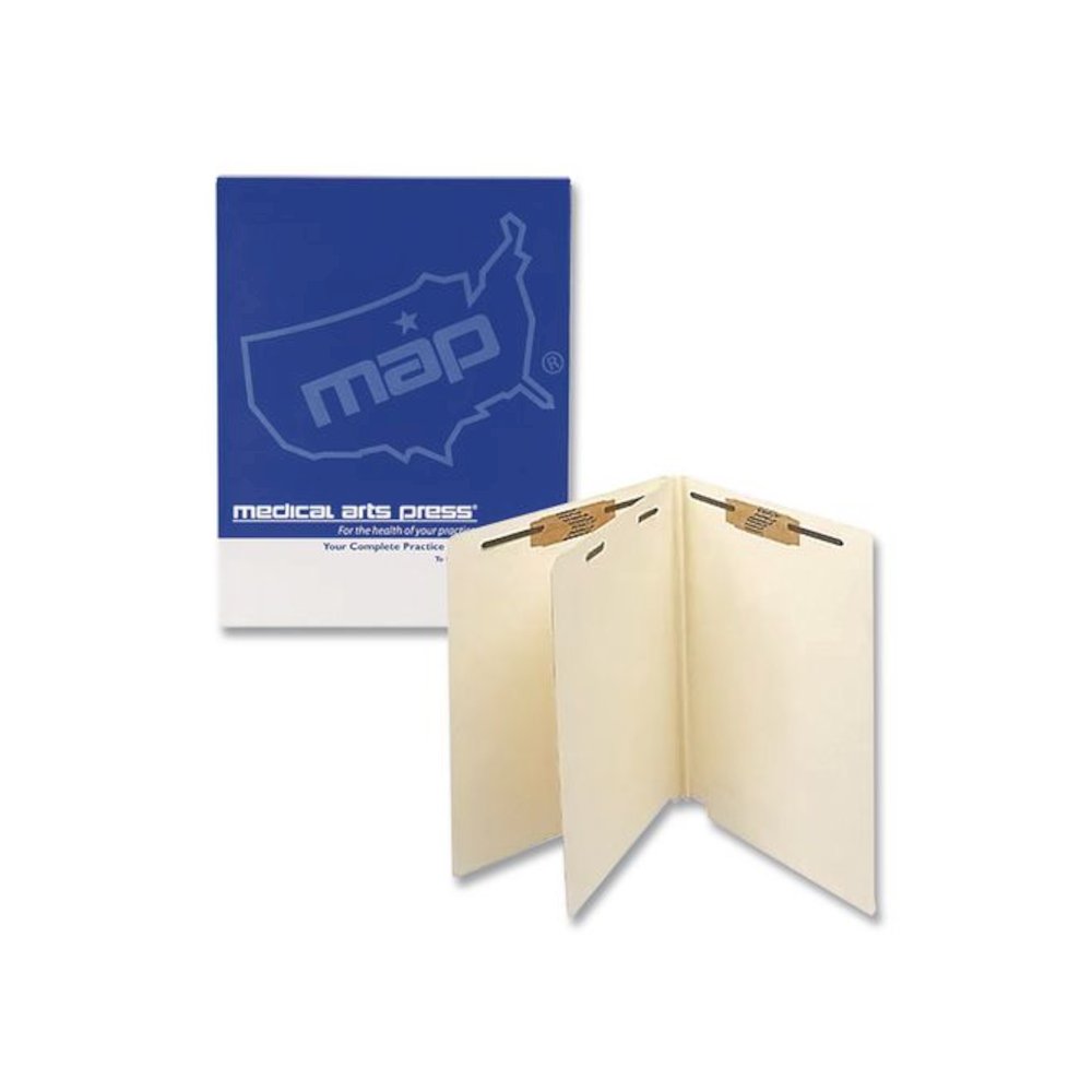 Heavy-Duty End Tab Classification Folders, Straight Tab, Expands 2", 1 Divider, 4 Fasteners, Letter Size, Manila, 25/Box. Picture 1