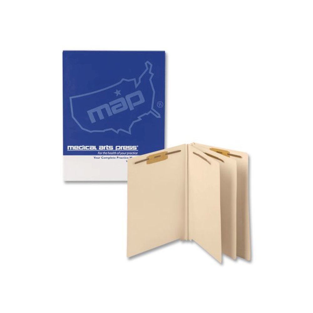 Heavy-Duty End Tab Classification Folders, Straight Tab, Expands 3", 2 Dividers, 6 Fasteners, Letter Size, Manila, 15/Box. Picture 1