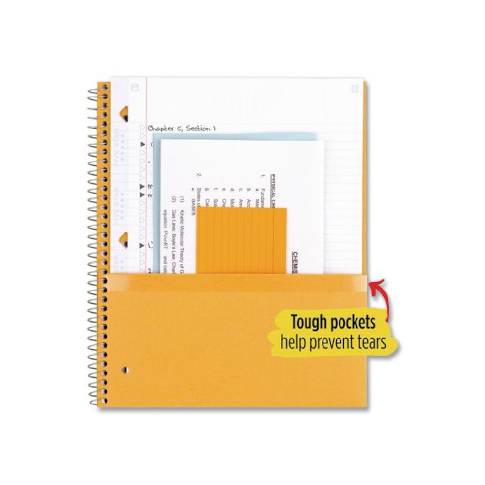 Wirebound Notebook, 5-Subject, Medium/College Rule, Black Cover, (200) 11 x 8.5 Sheets. Picture 3