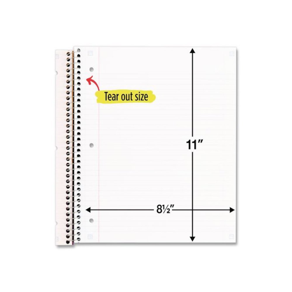 Wirebound Notebook, 5-Subject, Medium/College Rule, Black Cover, (200) 11 x 8.5 Sheets. Picture 5