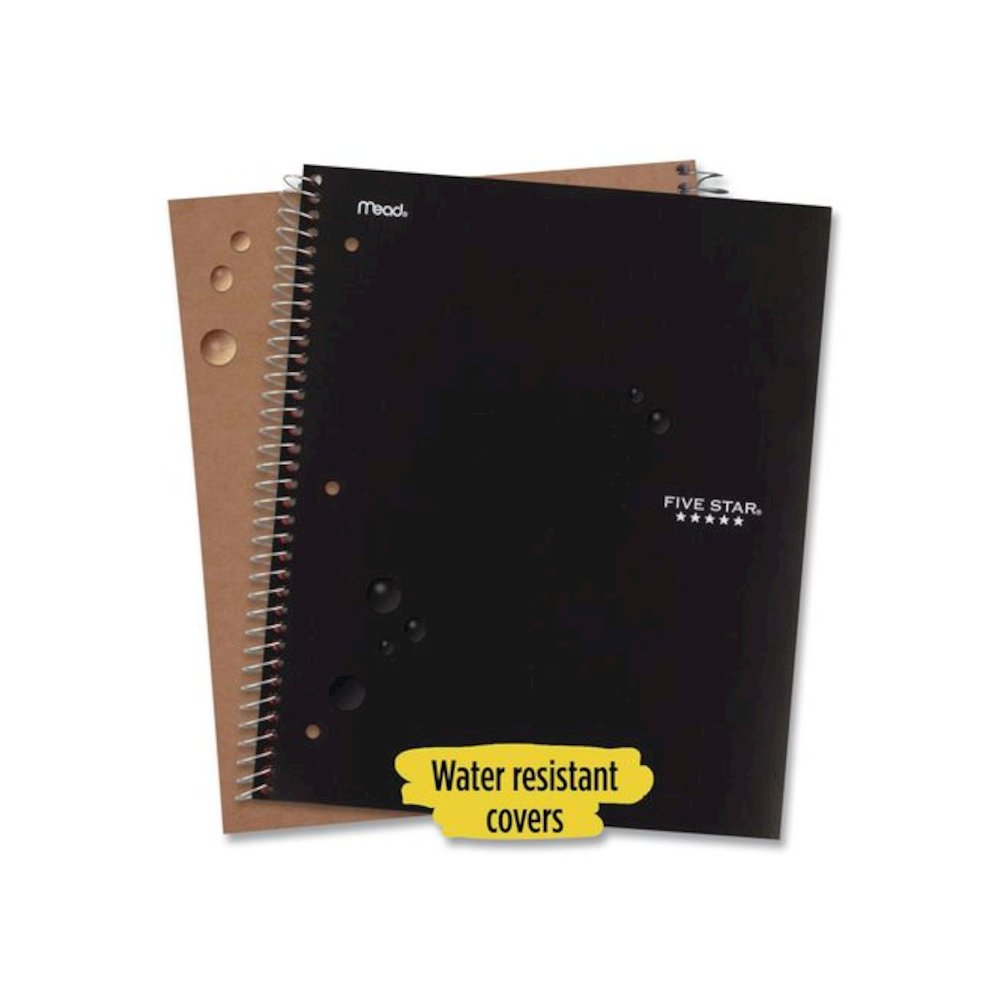Wirebound Notebook, 5-Subject, Medium/College Rule, Black Cover, (200) 11 x 8.5 Sheets. Picture 6