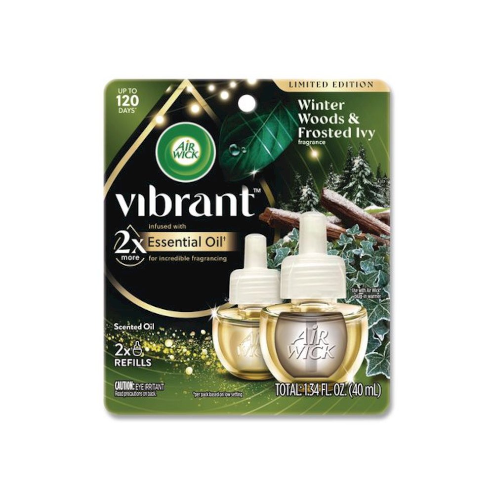 Vibrant Scented Oil Warmer Refill, Limited Edition, Winter Woods and Frosted Ivy, 0.67 oz, 2/Pack. Picture 1