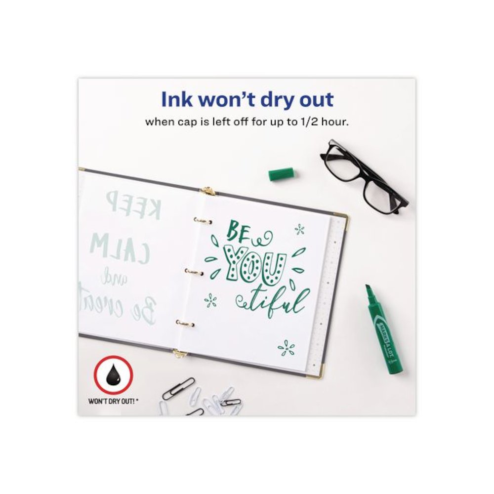 MARKS A LOT Regular Desk-Style Permanent Marker, Broad Chisel Tip, Green, Dozen (7885). Picture 2