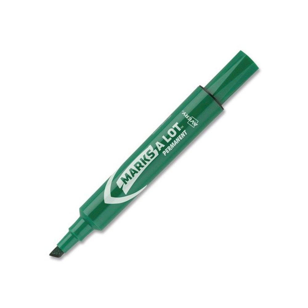 MARKS A LOT Regular Desk-Style Permanent Marker, Broad Chisel Tip, Green, Dozen (7885). Picture 1