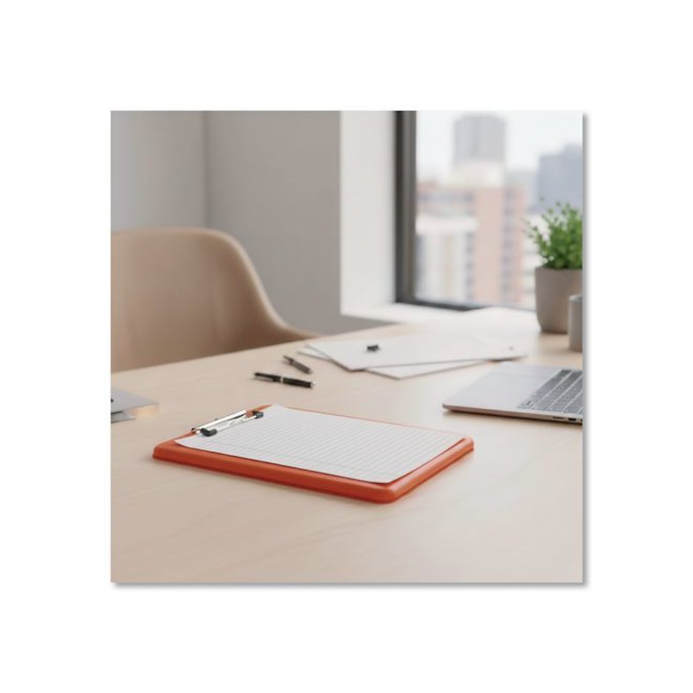 SlimMate Storage Clipboard, 0.5" Clip Capacity, Holds 8.5 x 11 Sheets, Hi-Vis Orange. Picture 3