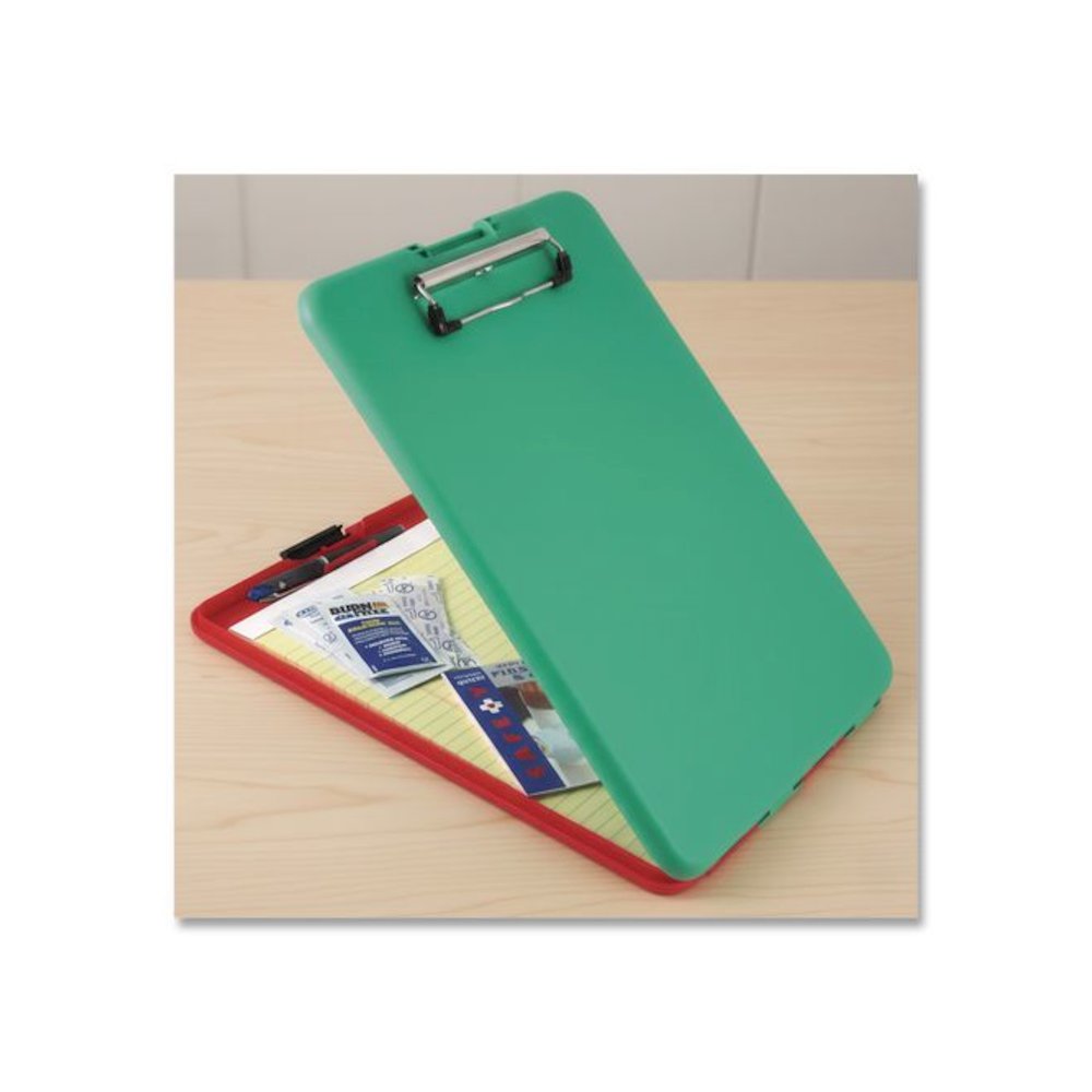 SlimMate Show2Know Safety Organizer, 0.5" Clip Capacity, Holds 8.5 x 11 Sheets, Red/Green. Picture 3