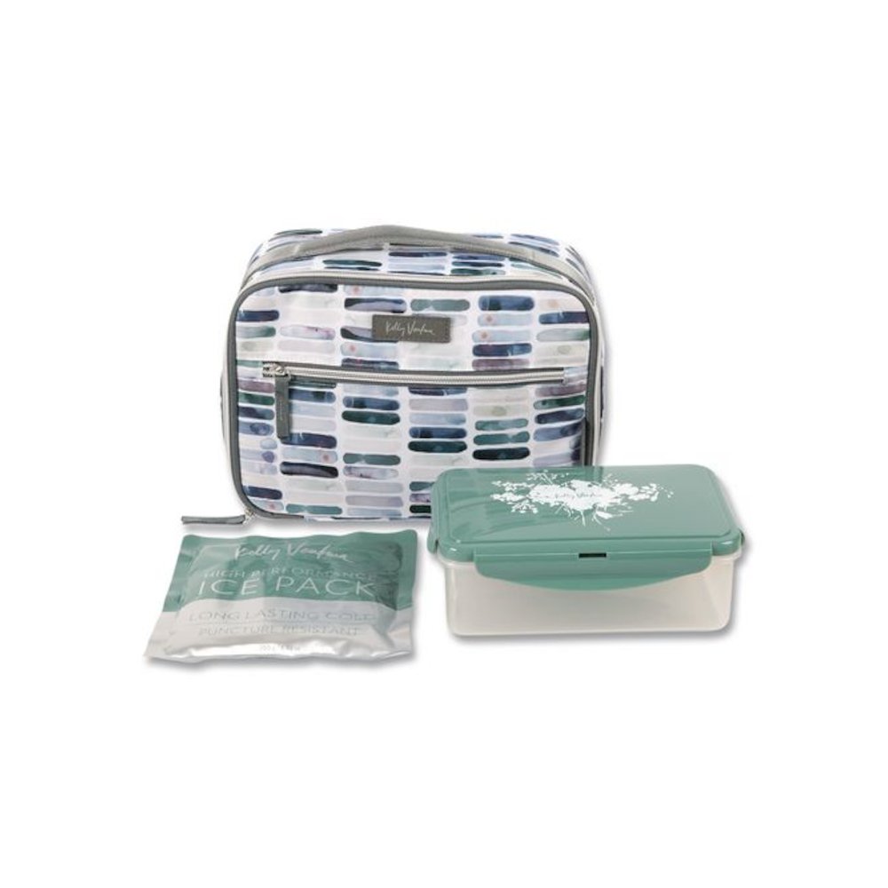 Kelly Ventura Iris Insulated Lunch Box, 10.04" x 4.72" x 7.87", Ocean Stripe. Picture 2