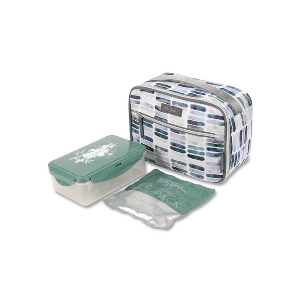 Kelly Ventura Iris Insulated Lunch Box, 10.04" x 4.72" x 7.87", Ocean Stripe. Picture 6