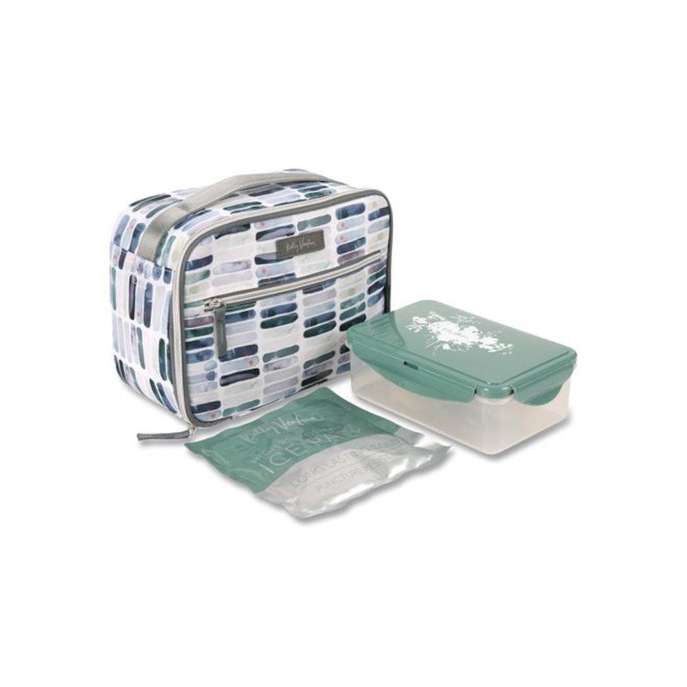 Kelly Ventura Iris Insulated Lunch Box, 10.04" x 4.72" x 7.87", Ocean Stripe. Picture 7