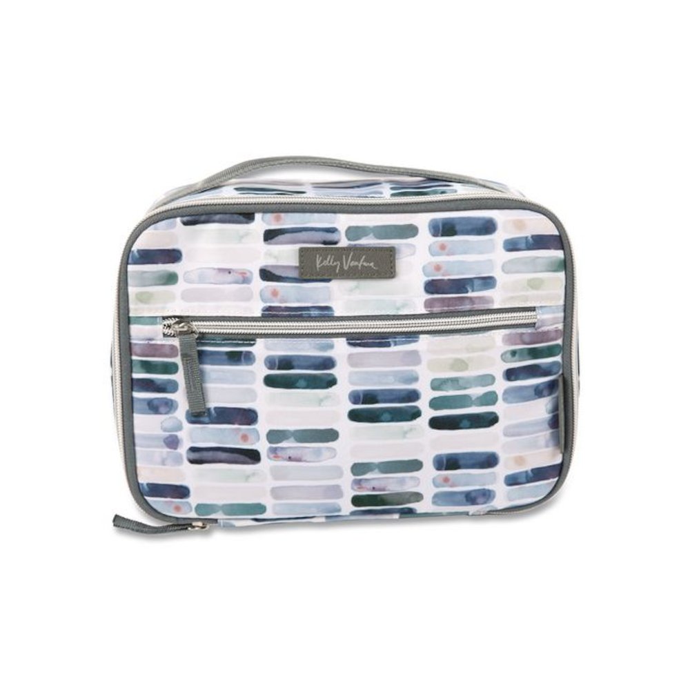 Kelly Ventura Iris Insulated Lunch Box, 10.04" x 4.72" x 7.87", Ocean Stripe. Picture 1