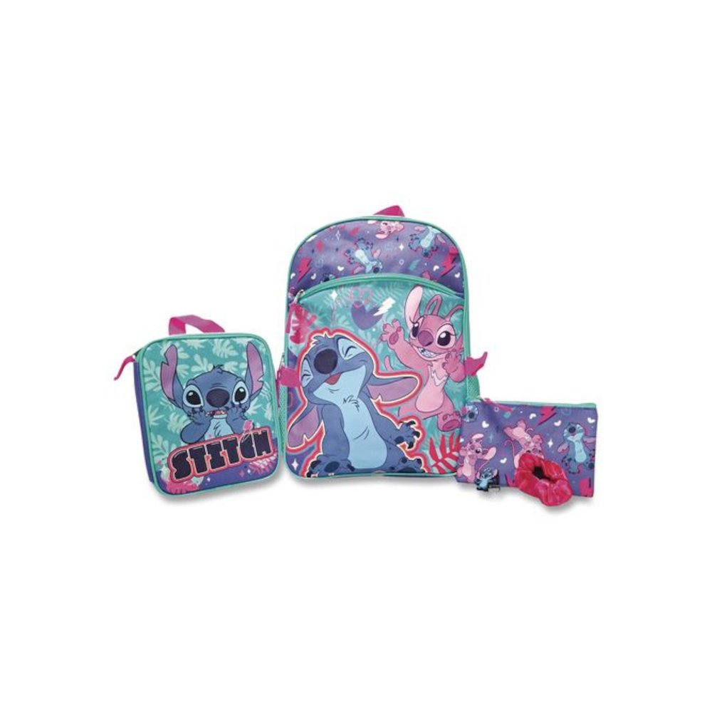 Stitch and Angel 5-Piece Backpack Set, 12 x 5 x 16, Multicolor. Picture 4