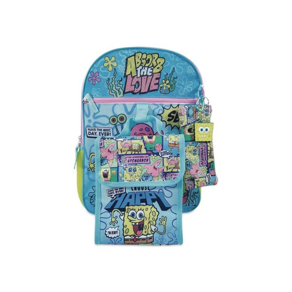 Spongebob 5-Piece Backpack Set, 12 x 5 x 16, Multicolor. Picture 1