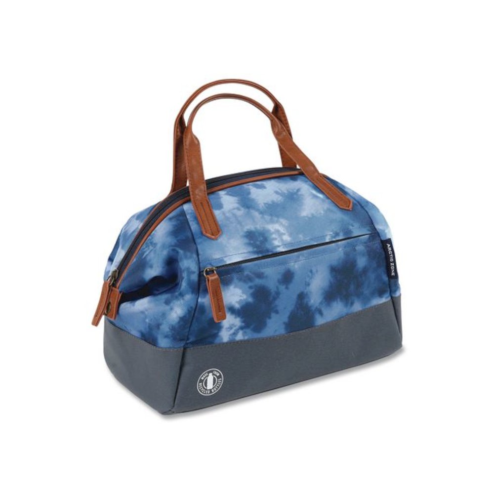 Eco Iced Tie Dye Blue Insulated Lunch Bag, 9.5" x 6.25" x 11.5", Blue. Picture 4