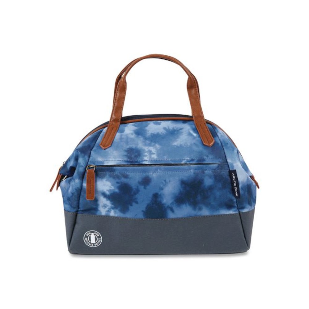 Eco Iced Tie Dye Blue Insulated Lunch Bag, 9.5" x 6.25" x 11.5", Blue. Picture 2