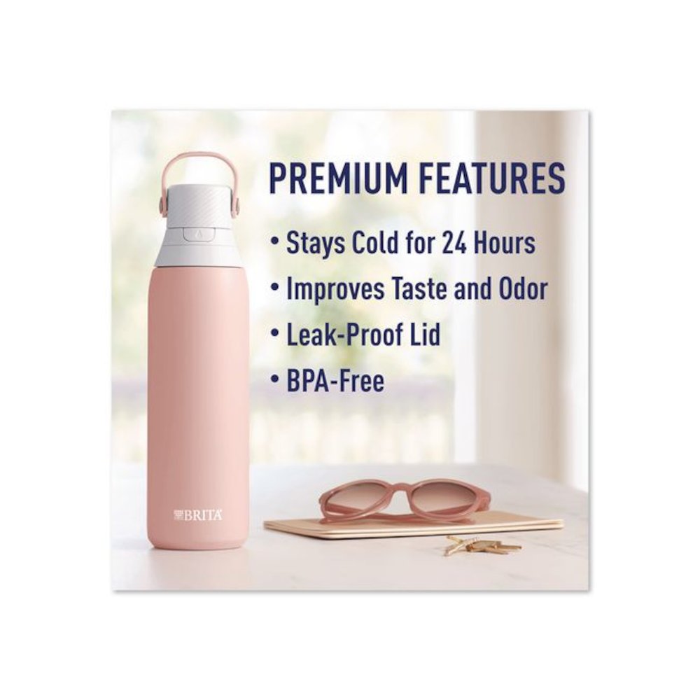 Stainless Steel Filtered Water Bottle, 20 oz, Rose. Picture 4