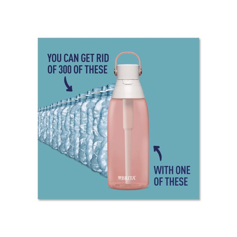 Plastic Filtered Water Bottle, 36 oz, Blush. Picture 2