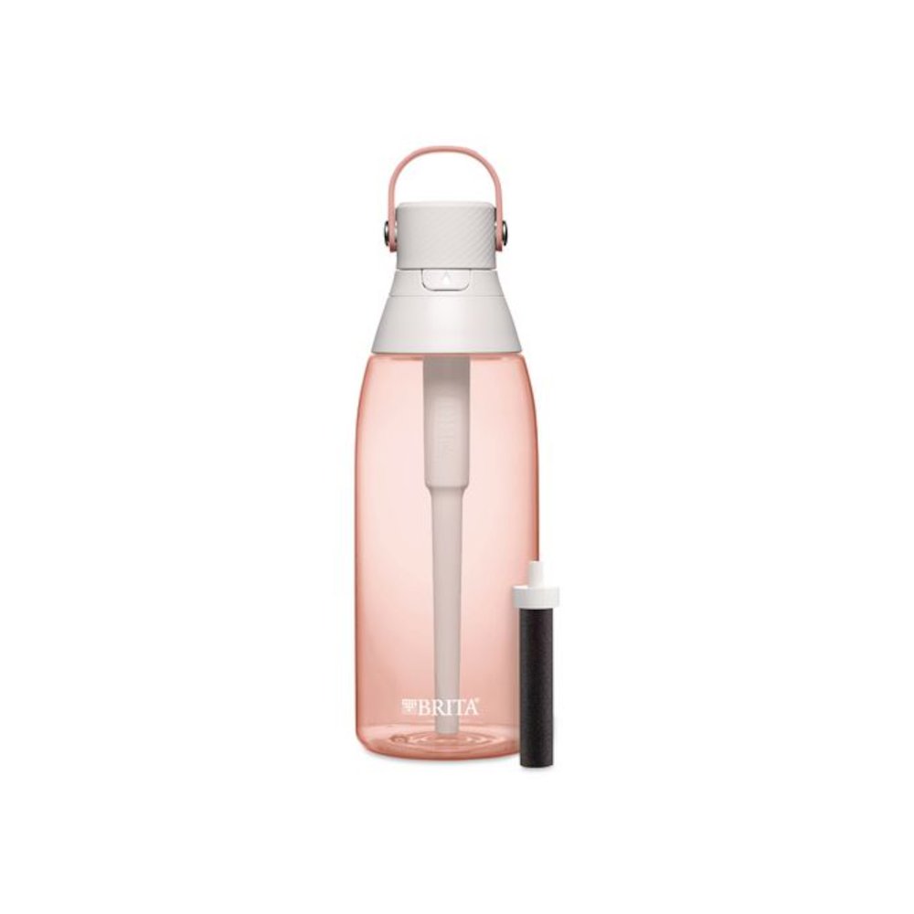 Plastic Filtered Water Bottle, 36 oz, Blush. Picture 1