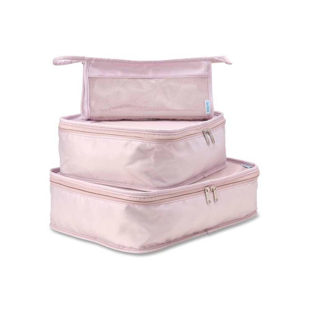 Four-Piece Packing Cube Set, Assorted Sizes, Pink. Picture 2