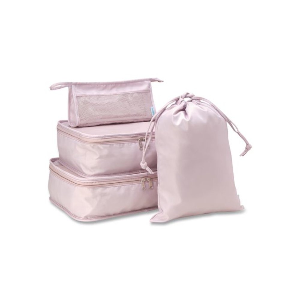Four-Piece Packing Cube Set, Assorted Sizes, Pink. Picture 1
