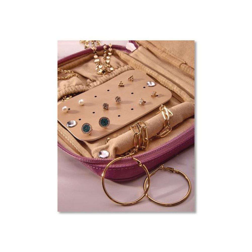 Travel Jewelry Organizer, 7.4 x 5.6, Maroon. Picture 4
