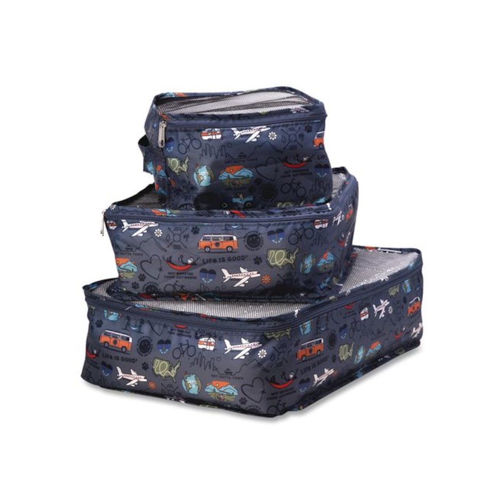 Six-Piece Packing Cube Set, 3 Cubes and 3 Pouches, Assorted Sizes, Multicolor. Picture 4