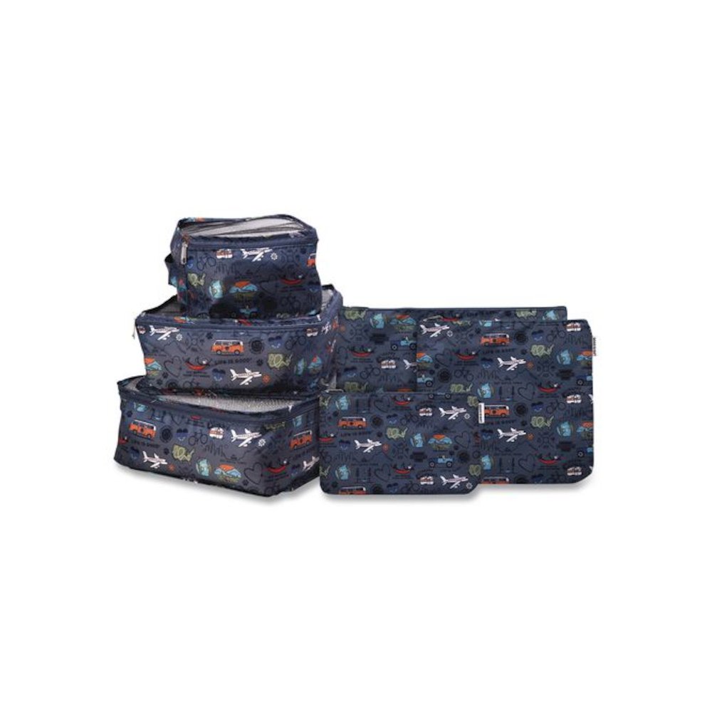 Six-Piece Packing Cube Set, 3 Cubes and 3 Pouches, Assorted Sizes, Multicolor. Picture 1