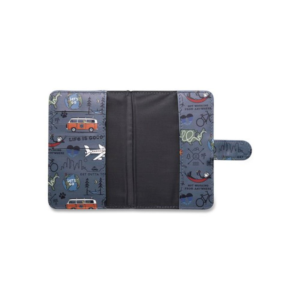 Passport Cover, 4.25 x 5.87, Vegan Leather, Multicolor Travel Print. Picture 3