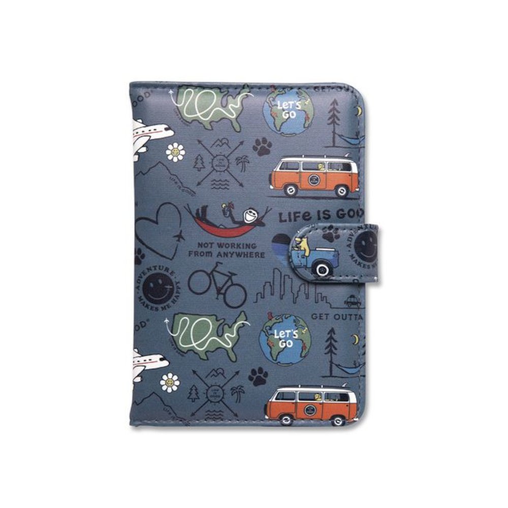Passport Cover, 4.25 x 5.87, Vegan Leather, Multicolor Travel Print. Picture 1