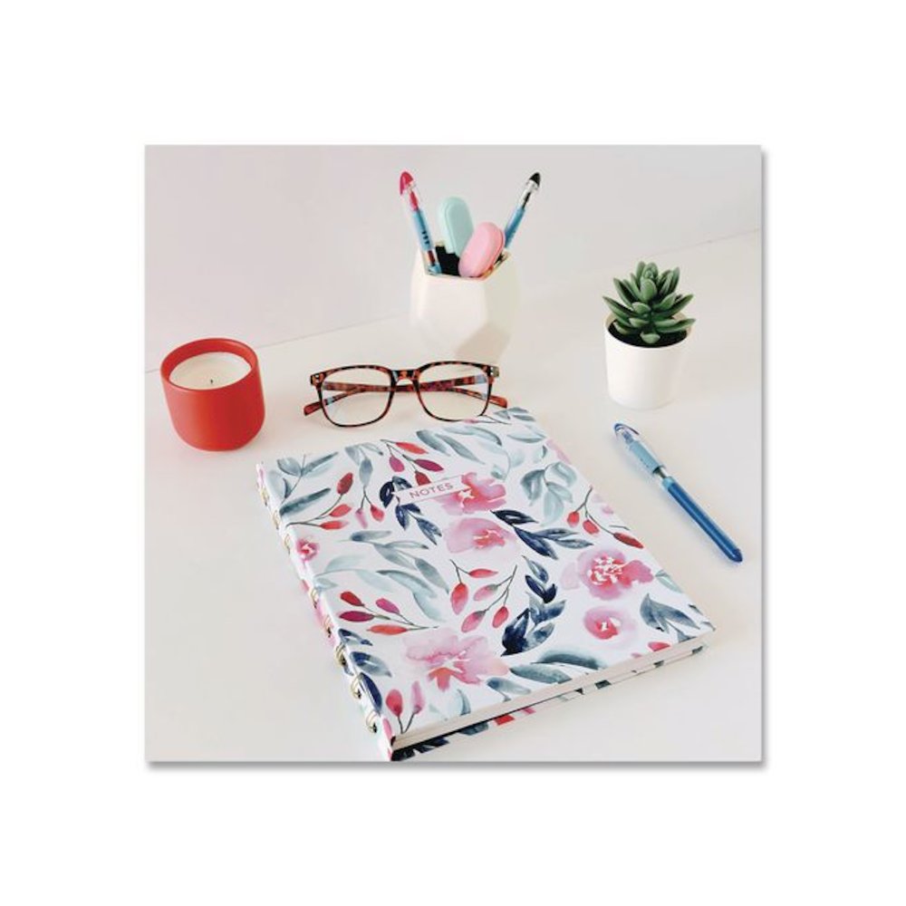 NotePro Fashion Hard Cover Notebook, 1-Subject, Medium/College Rule, Tranquil Blooms Cover, (96) 9.25 x 7.25 Sheets. Picture 7