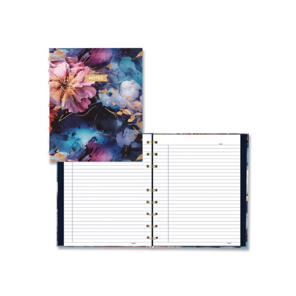 NotePro Fashion Hard Cover Notebook, 1-Subject, Medium/College Rule, Midnight Floral Cover, (96) 9.25 x 7.25 Sheets. Picture 2