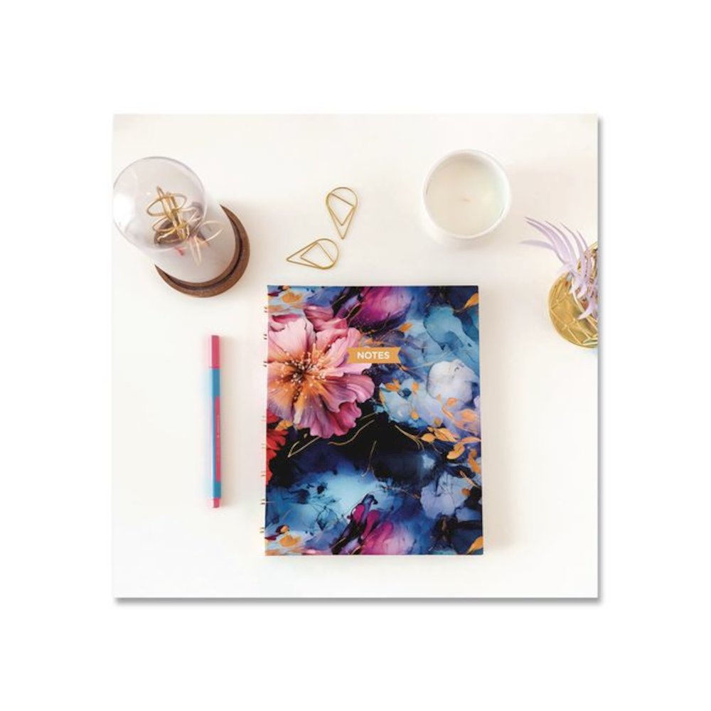 NotePro Fashion Hard Cover Notebook, 1-Subject, Medium/College Rule, Midnight Floral Cover, (96) 9.25 x 7.25 Sheets. Picture 7