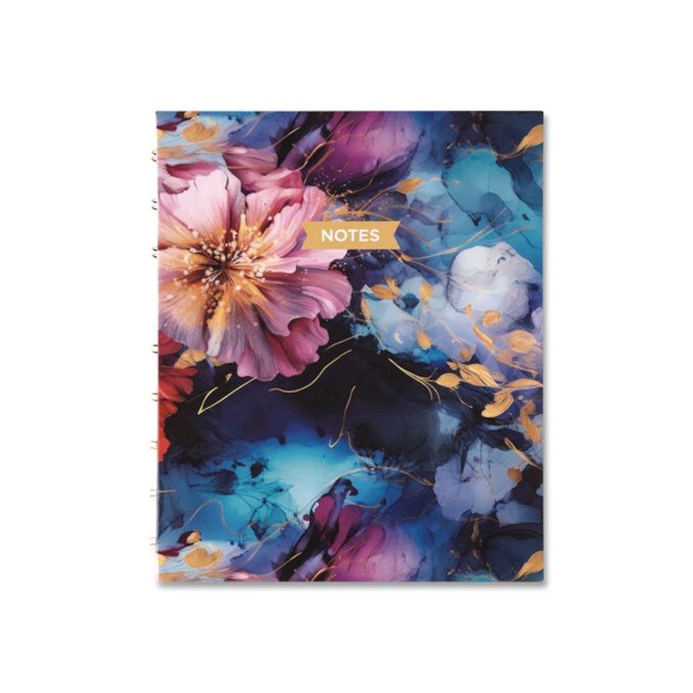 NotePro Fashion Hard Cover Notebook, 1-Subject, Medium/College Rule, Midnight Floral Cover, (96) 9.25 x 7.25 Sheets. Picture 1
