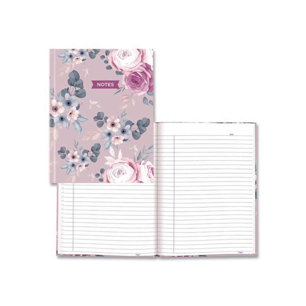 Fashion Hard Cover Notebook, 1-Subject, Medium/College Rule, Lavender Floral Cover, (96) 9.25 x 7.25 Sheets. Picture 2