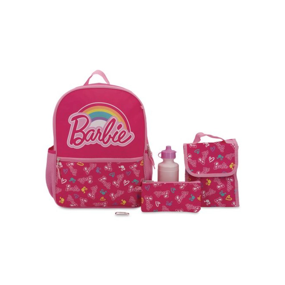 Barbie 5-Piece Backpack Set, 12 x 5 x 16, Pink. Picture 1