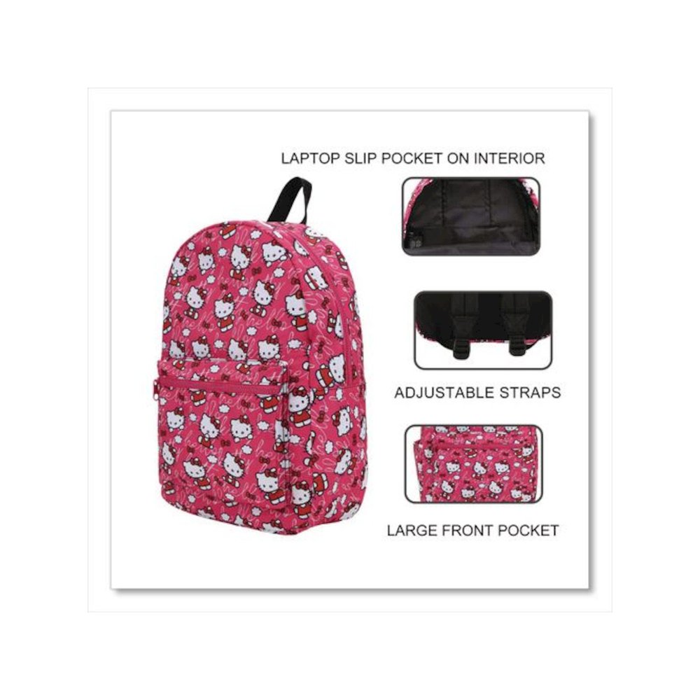 Hello Kitty Travel Backpack, Fits Devices Up to 15", 12 x 7 x 16.5, Multicolor. Picture 6