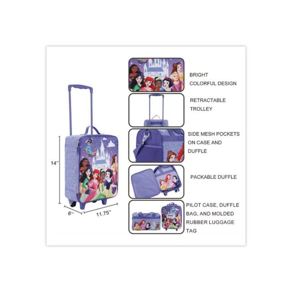 Four-Piece Disney Princess Carry-On Luggage Set, 11.75 x 6 x 14. Picture 8