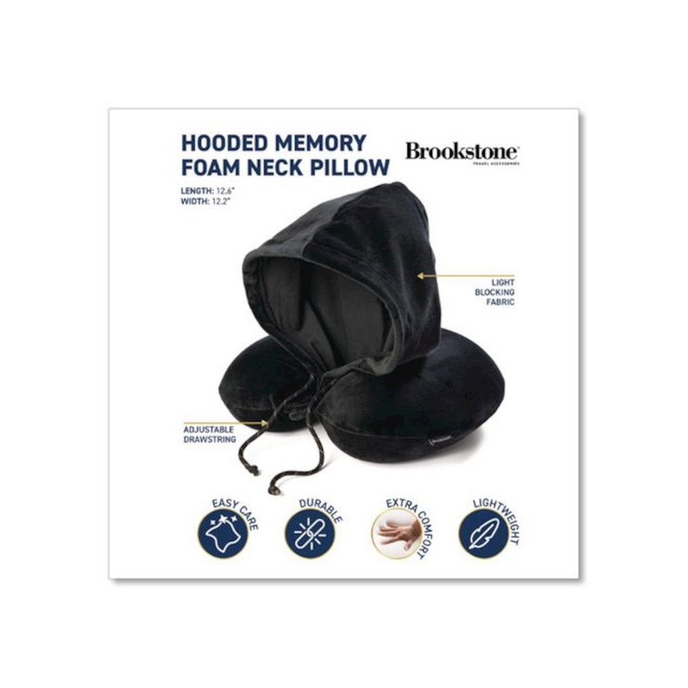 Hooded Memory Foam Pillow, One Size Fits Most, Black. Picture 2