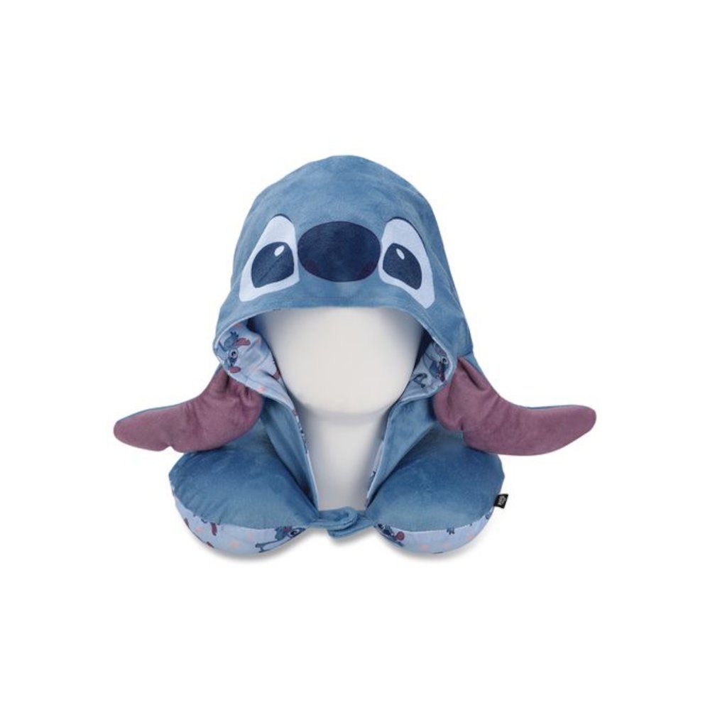 Stitch Hooded Polyester Travel Pillow, 11 x 3 x 10.5, Blue. Picture 3