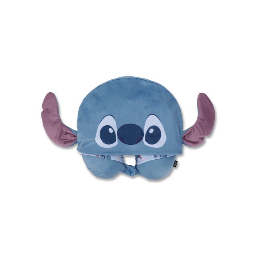 Stitch Hooded Polyester Travel Pillow, 11 x 3 x 10.5, Blue. Picture 1
