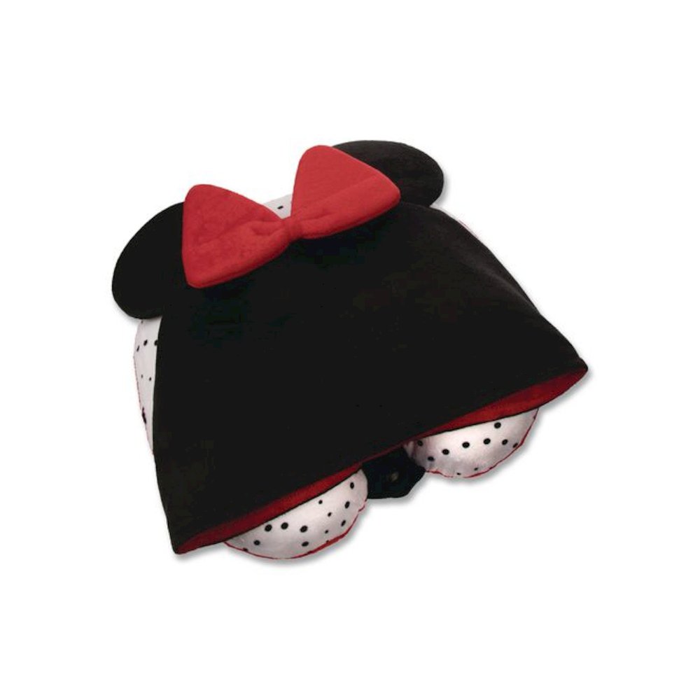 Minnie Mouse Hooded Neck Pillow, 11 x 3 x 10.5, Black/Red. Picture 1