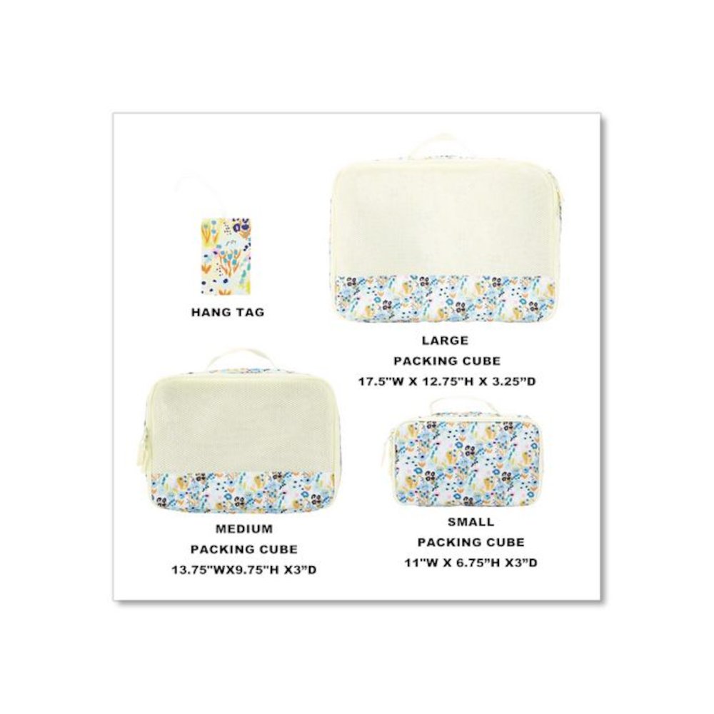 Floral Print Four-Piece Packing Cube Set, Assorted Sizes. Picture 5