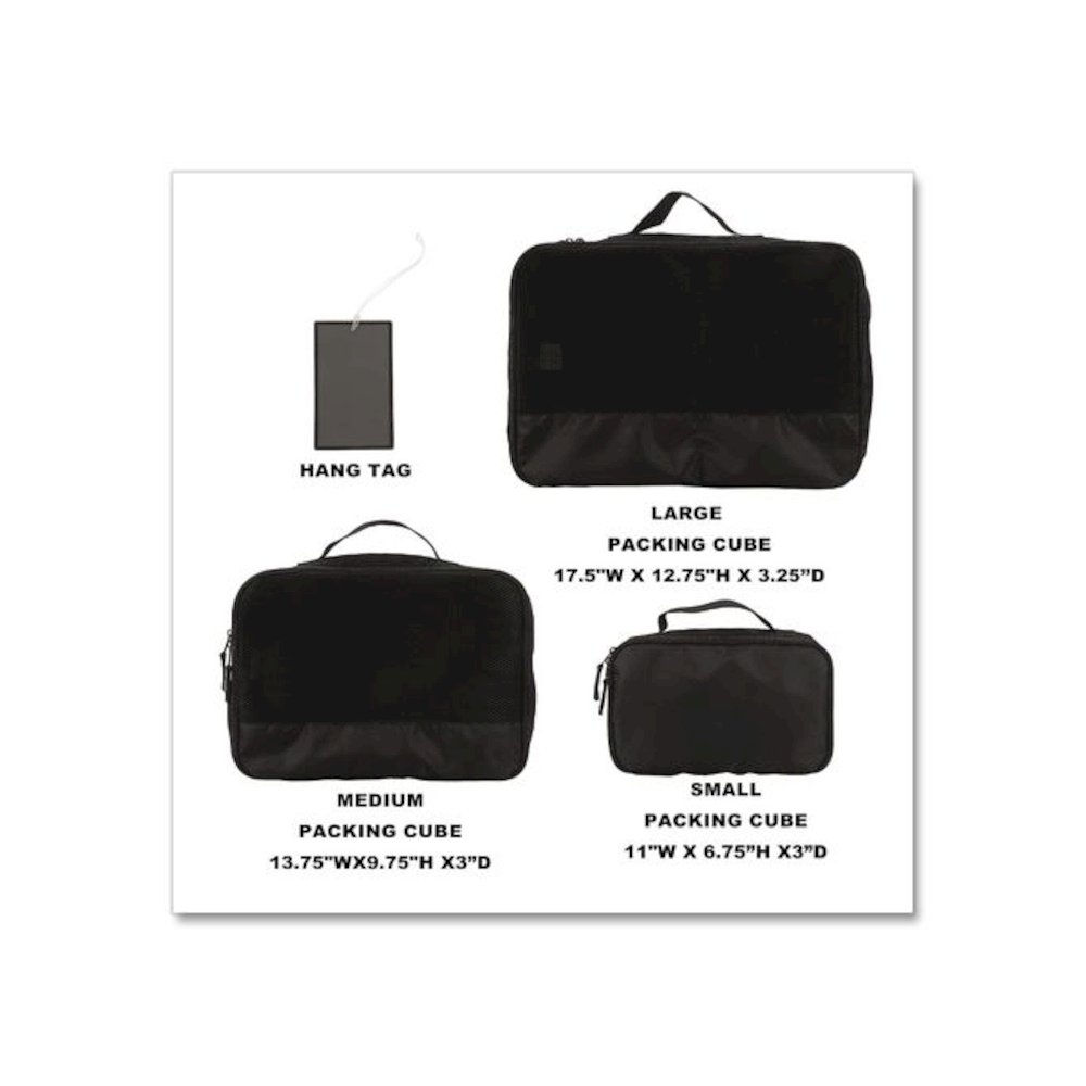 Four-Piece Packing Cube Set, Assorted Sizes, Black. Picture 6