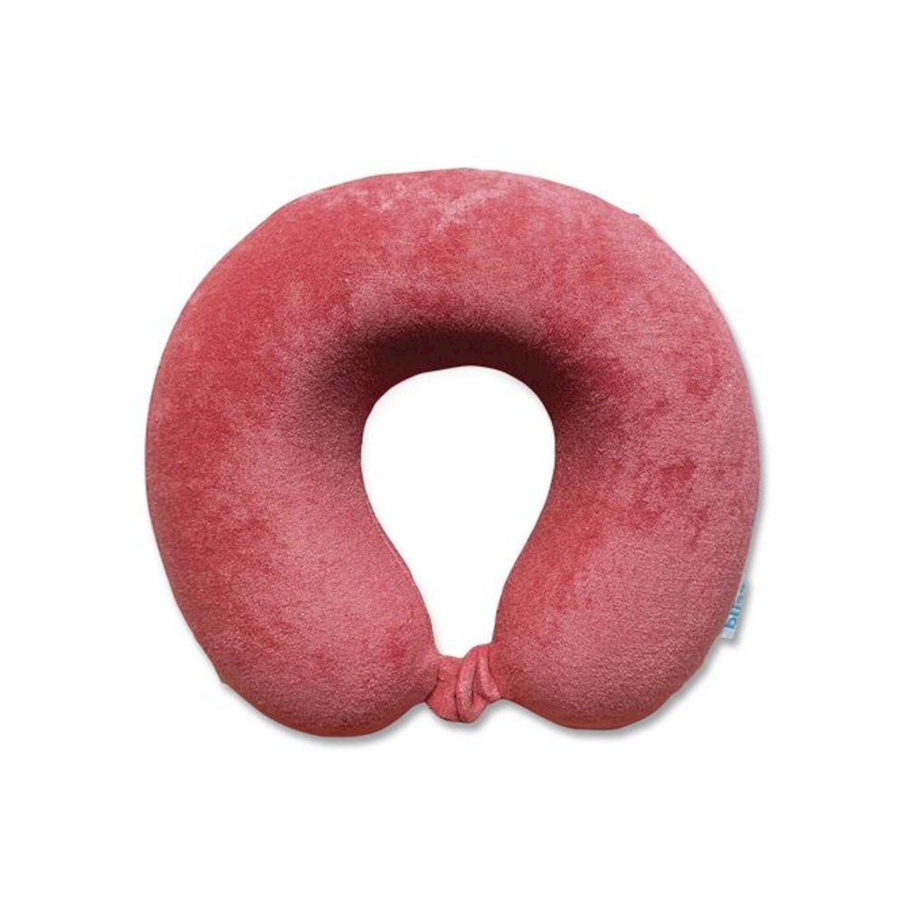 Terry Cloth Neck Pillow, Red. Picture 1