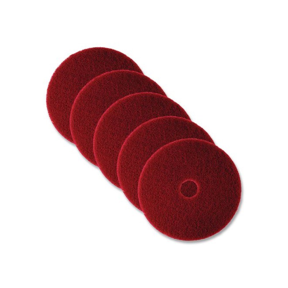 Low-Speed Buffer Floor Pads 5100, 12" Diameter, Red, 5/Carton. Picture 1